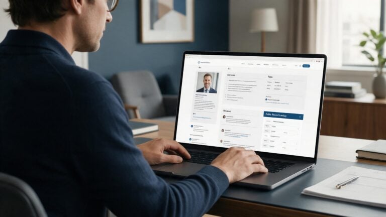 Prospect researching a financial advisor online before scheduling a first meeting.